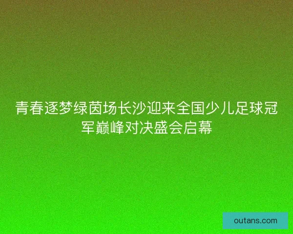 青春逐梦绿茵场长沙迎来全国少儿足球冠军巅峰对决盛会启幕