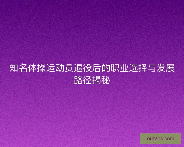 知名体操运动员退役后的职业选择与发展路径揭秘