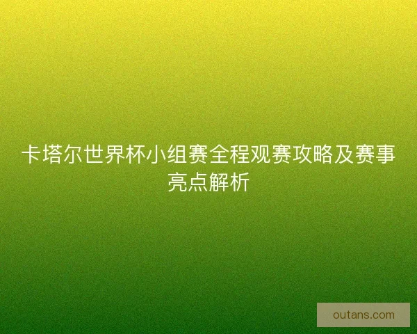 卡塔尔世界杯小组赛全程观赛攻略及赛事亮点解析